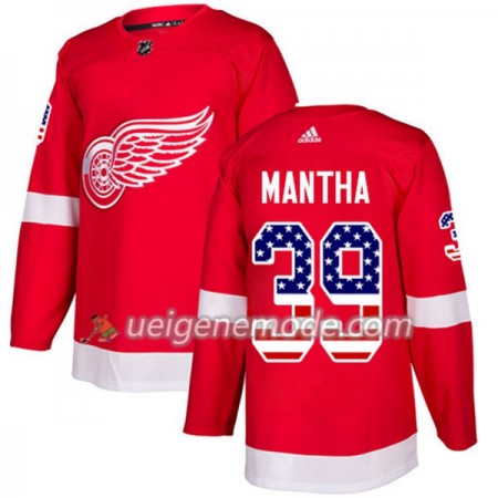 Herren Eishockey Detroit Red Wings Trikot Anthony Mantha 39 Adidas 2017-2018 Rot USA Flag Fashion Authentic